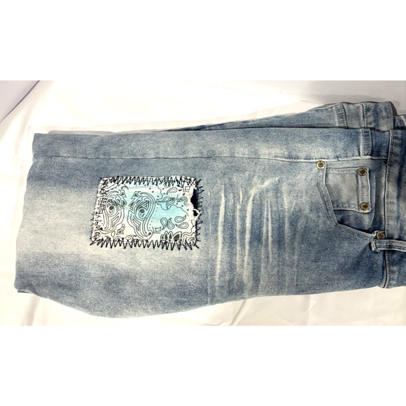 M. Society Politically Incorrect Men's Jeans Distressed Light Denim 40 x 32 Pant - Picture 16 of 16